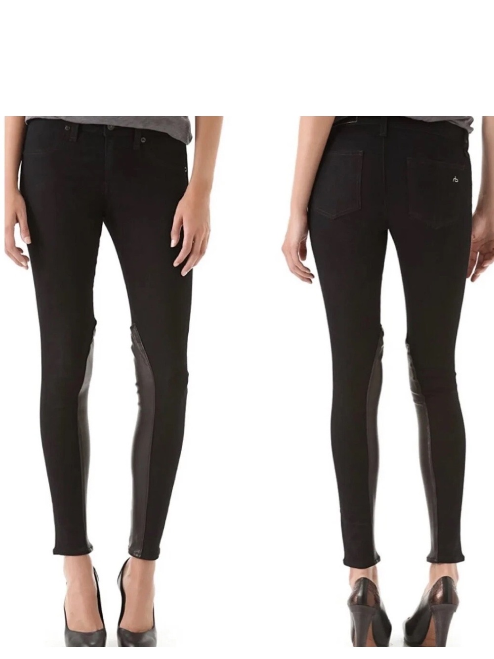 Rag & bone Jodhpur Jeans Slim Lambskin Leather Panels